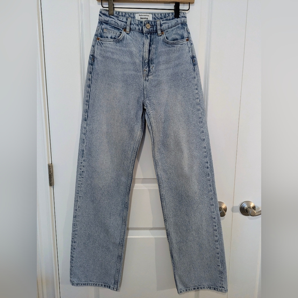 Reformation Wilder High Rise Wide Leg Jeans Tenaya Wash - Size 24 - Picture 2 of 8